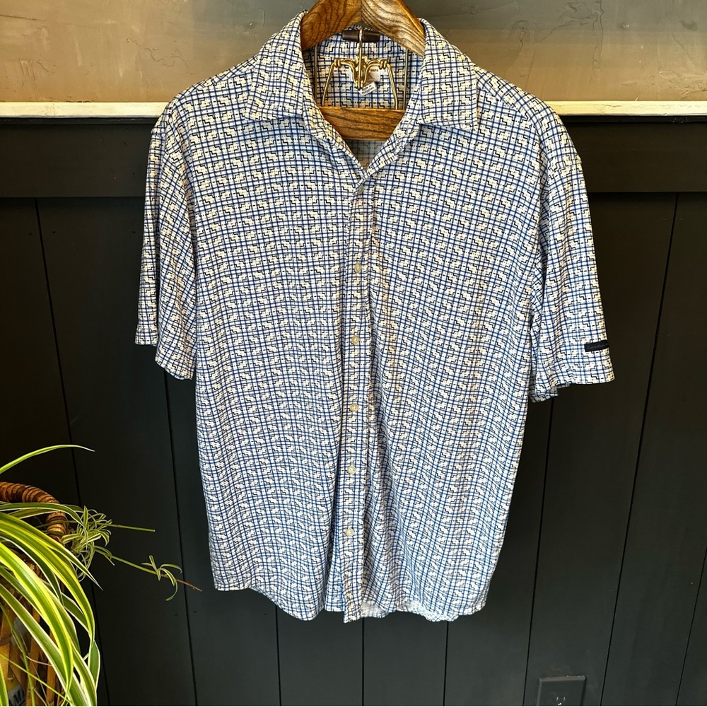 Calvin Klein Retro Print Polo Shirt CK Men's Soft Lightweight Top sz‎ M
